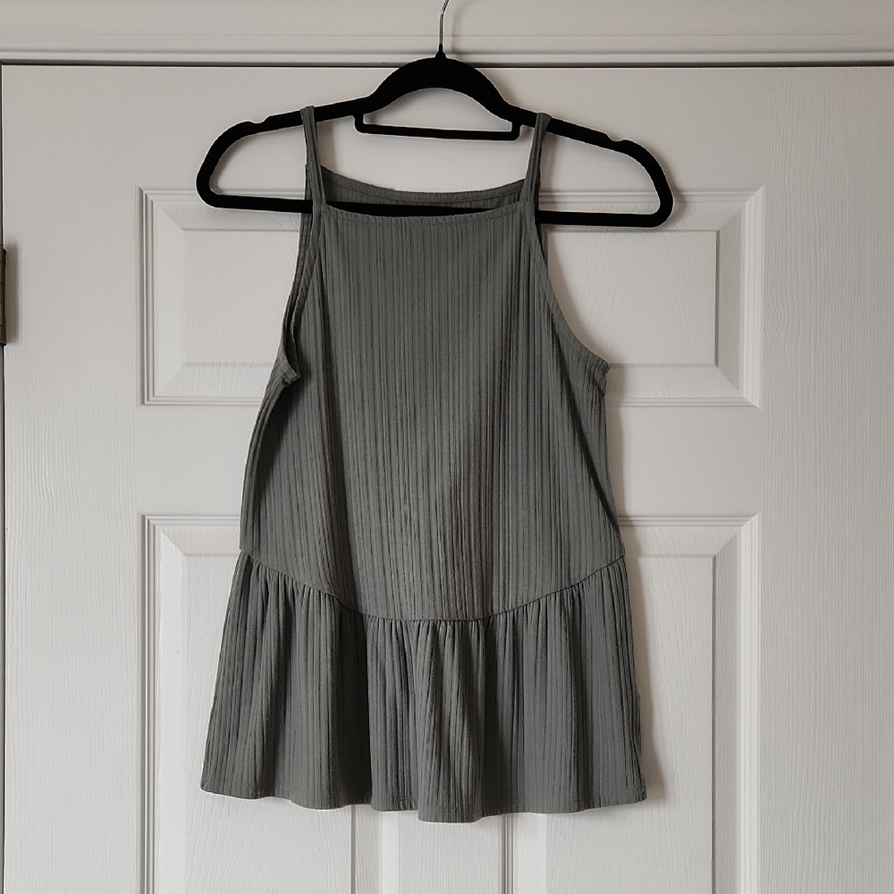 Green Sleeveless Peplum Top
